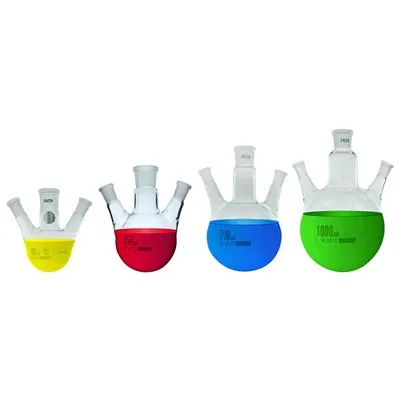 Sklenená štandardná banka šikmého tvaru so zabrúsenými ústami s 3 hrdlami