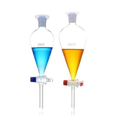 Sklenený oddeľovací lievik v tvare hrušky 125 ml 250 ml oddeľovací lievik